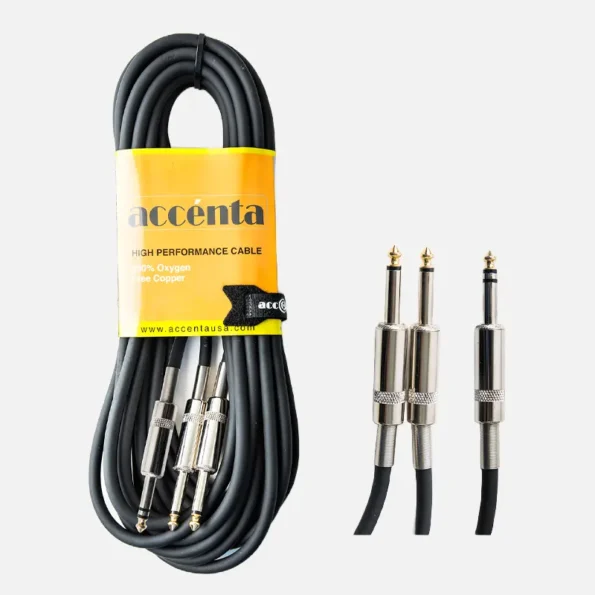 Accenta ACC-789 - Cable de1 ,8 mt macho estéreo de 1/4" a macho mono de 2 1/4"