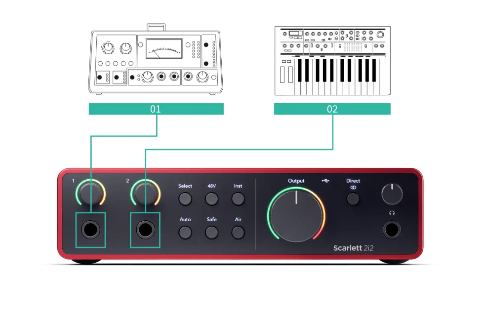 Usando tu Scarlett 2i2 4 focusrite 2i2 conexion dispositivos nivel linea 02